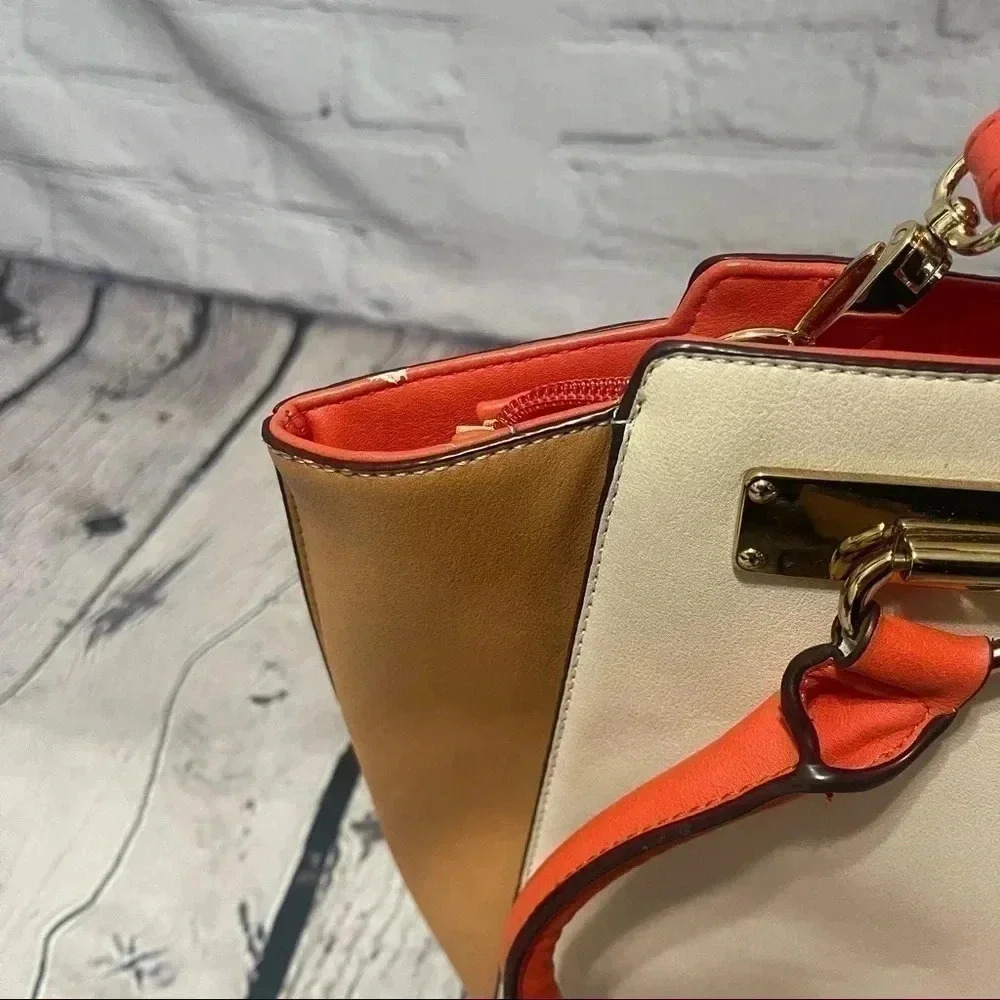 Aldo Color-Block Satchel/Tote/Shoulder Bag Orange… - image 3